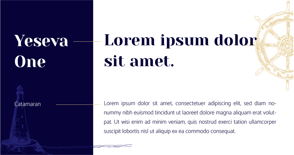 mobaki.at - mobaki projekt schriftbild font pairing yeseva one catamaran chefs on waves