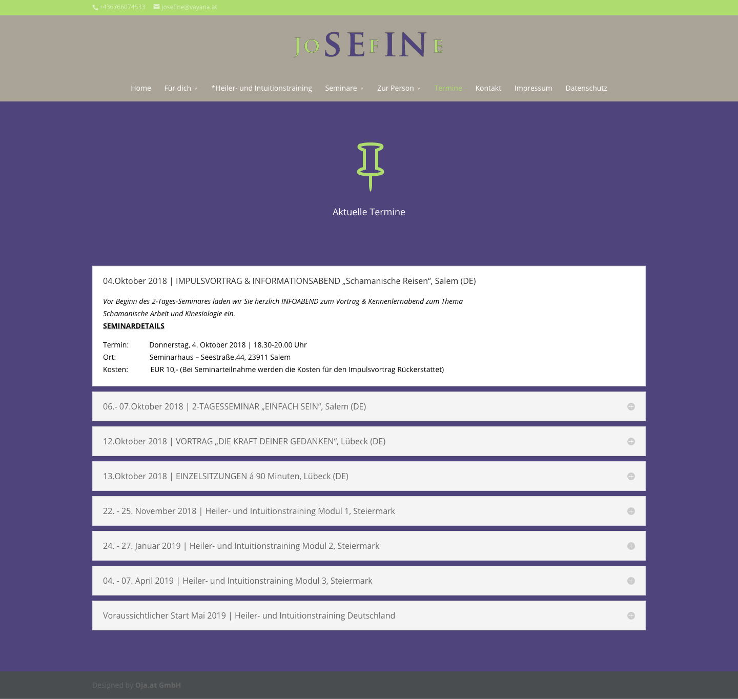 mobaki.at - mobaki portfolio josefine pfeifhofer redesign rebranding relaunch webseite vayana screenshot von alter terminseite