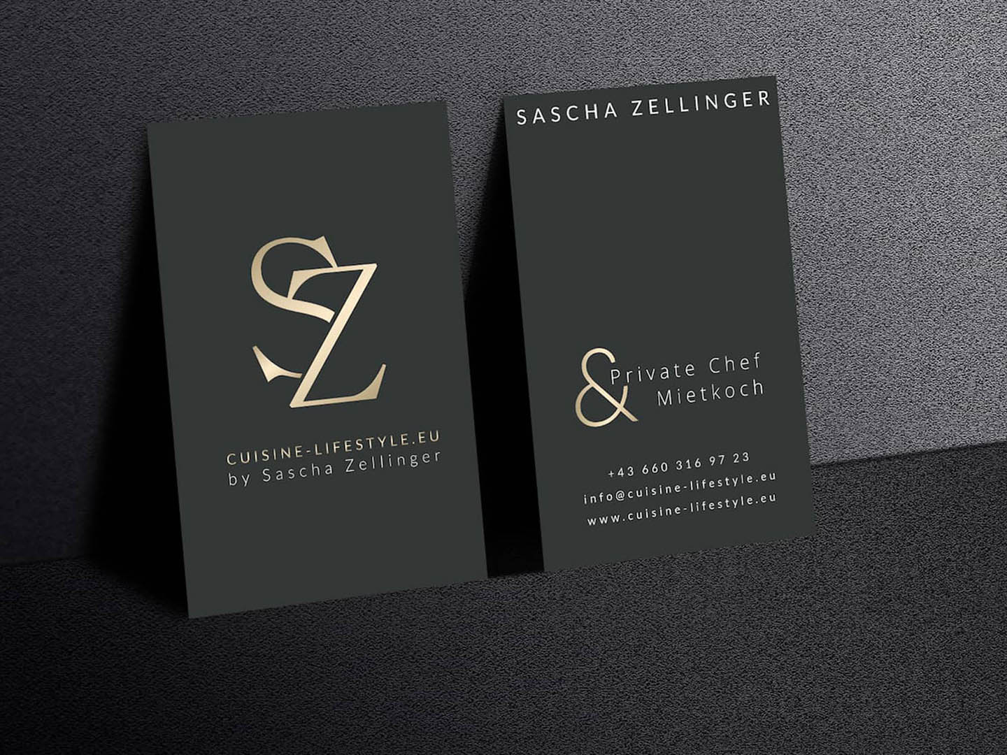 mobaki.at - mobaki drucksorten cuisine lifestyle edle schwarze visitenkarte mit gold